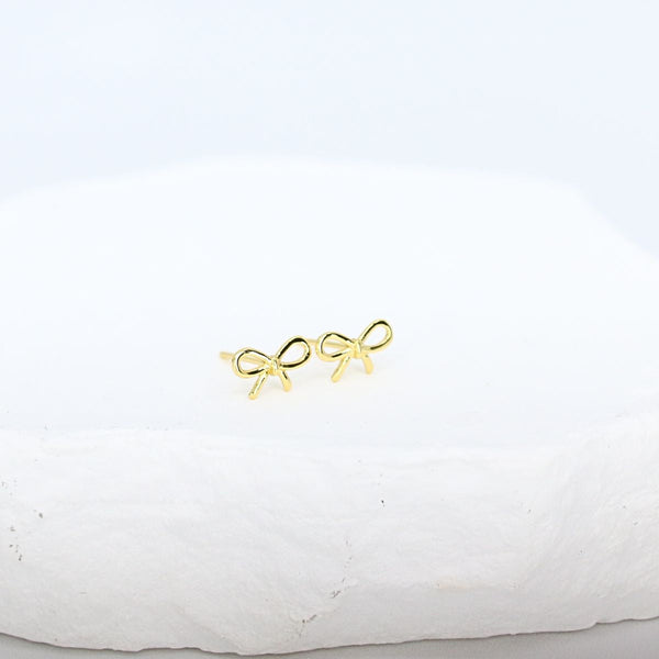 Bow Stud Earrings (Gold)