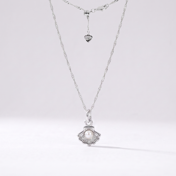 Tiny Seashell Pearl Charm (Silver)