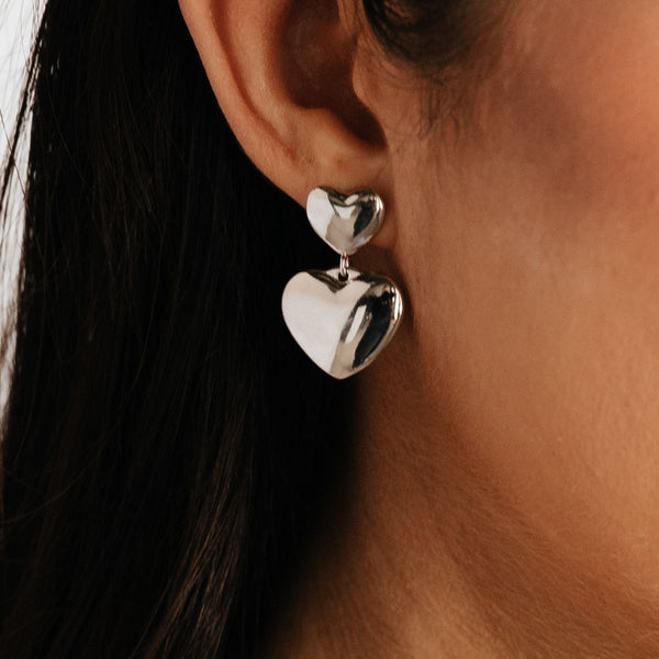 Mabel Heart Earrings (Silver)