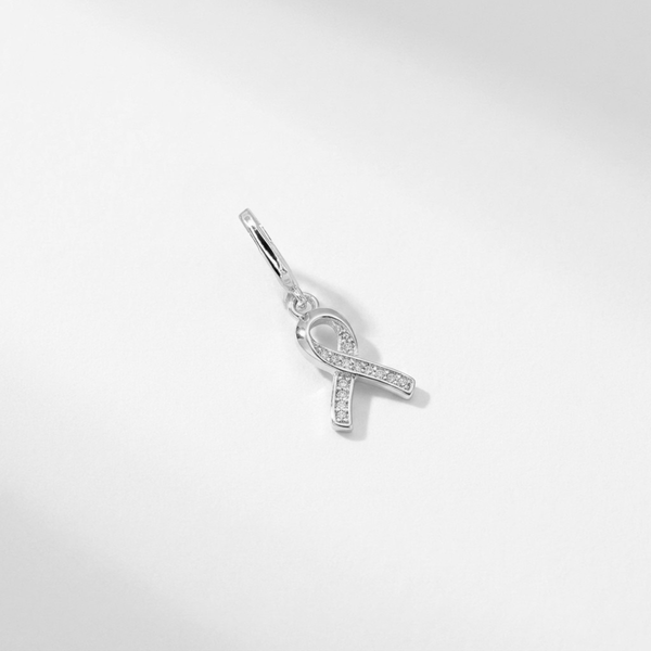 CZ Cancer Ribbon Charm (Silver)