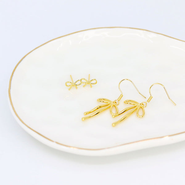Bow Stud Earrings (Gold)