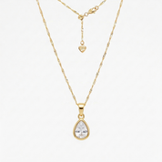 Teardrop CZ Pendant (Gold)