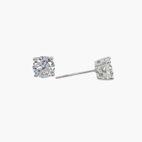 Brilliant CZ Round Stud Earrings (Silver)