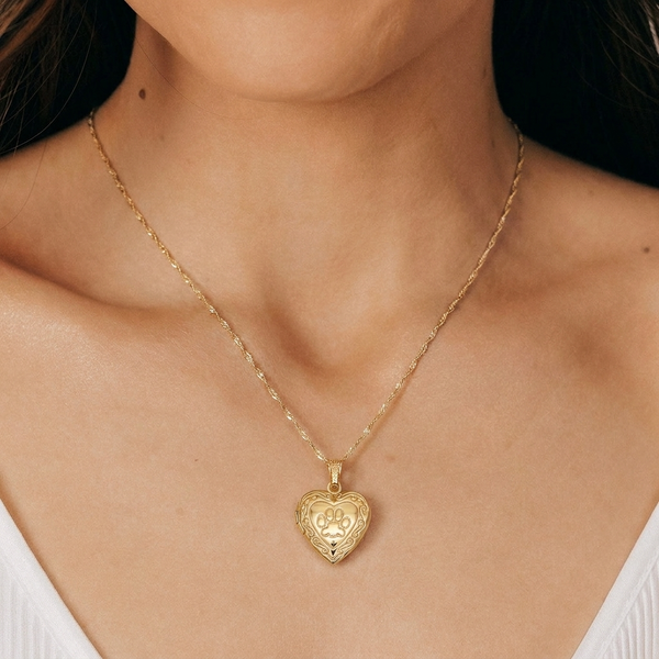 Paw Print Heart Locket