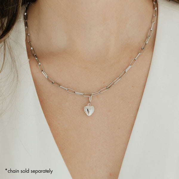 Heart Locket Charm (Silver)