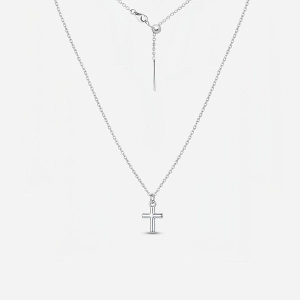 Dainty Cross Adjustable Necklace (Silver)