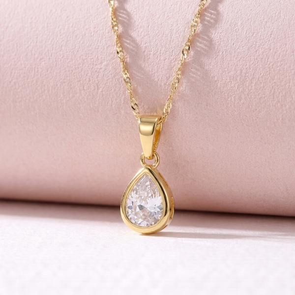 Teardrop CZ Pendant (Gold)