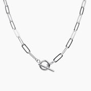 Alessia Paperclip Toggle Necklace (Silver)