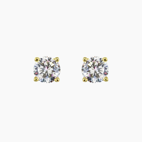 Brilliant CZ Round Stud Earrings (Gold)