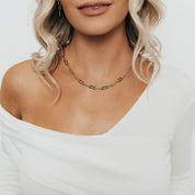 Alessia Paperclip Toggle Necklace (Silver)