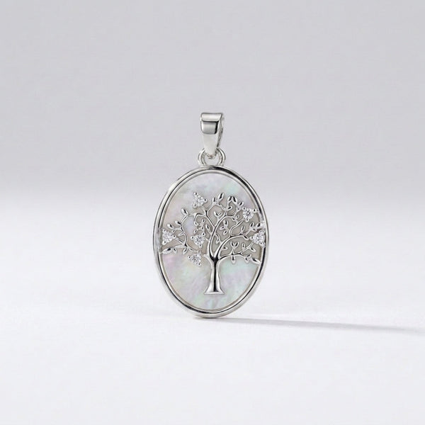 Mother of Pearl Tree of Life Pendant (Silver)