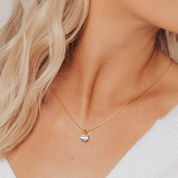 Brilliant CZ Solitaire Pendant (Gold)