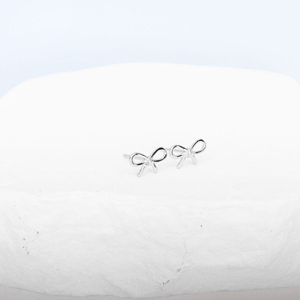 Bow Stud Earrings (Silver)