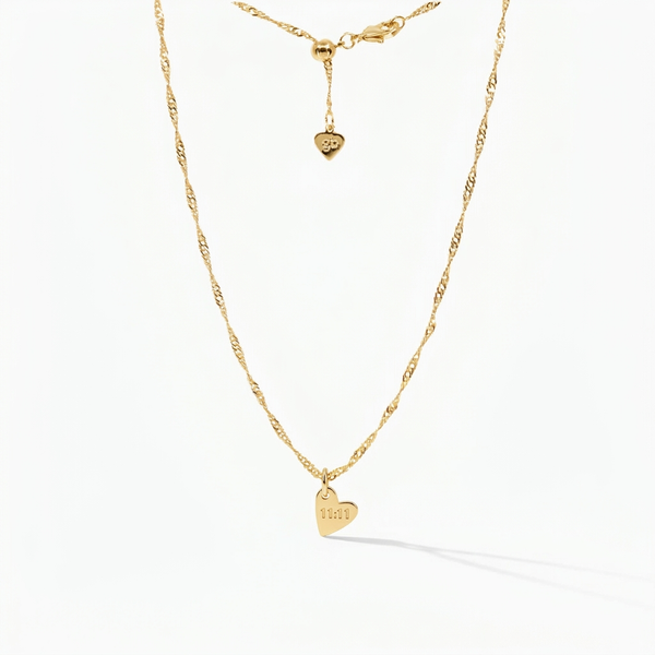 11:11 Angel Number Heart Charm (Gold)