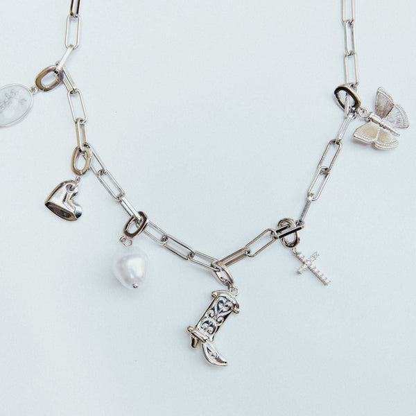 Grace Blooms Charm Cowboy Boot Charm (Silver)