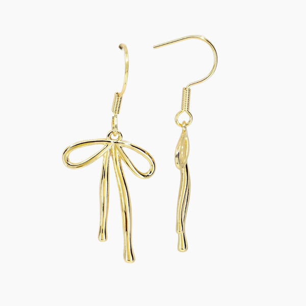 Grace Blooms Earrings Gold Bow Dangle Earrings (Gold)