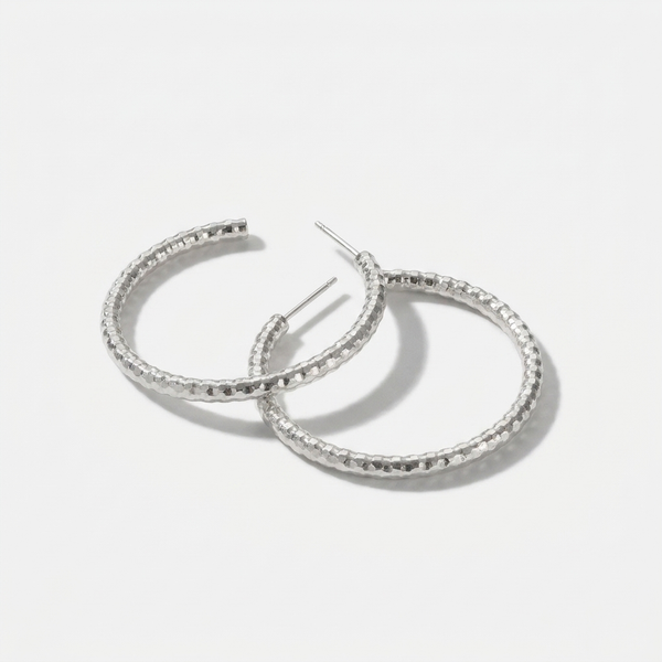Debbie Diamond-Cut Hoop Earrings (Silver)