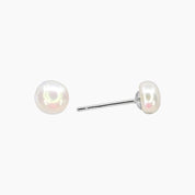 Masami Pearls Earrings Silver Freshwater Pearl Stud Earrings