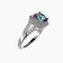 Mystic Rings Blue Mystic Quartz Ring in Sterling Silver with White Topaz Halo