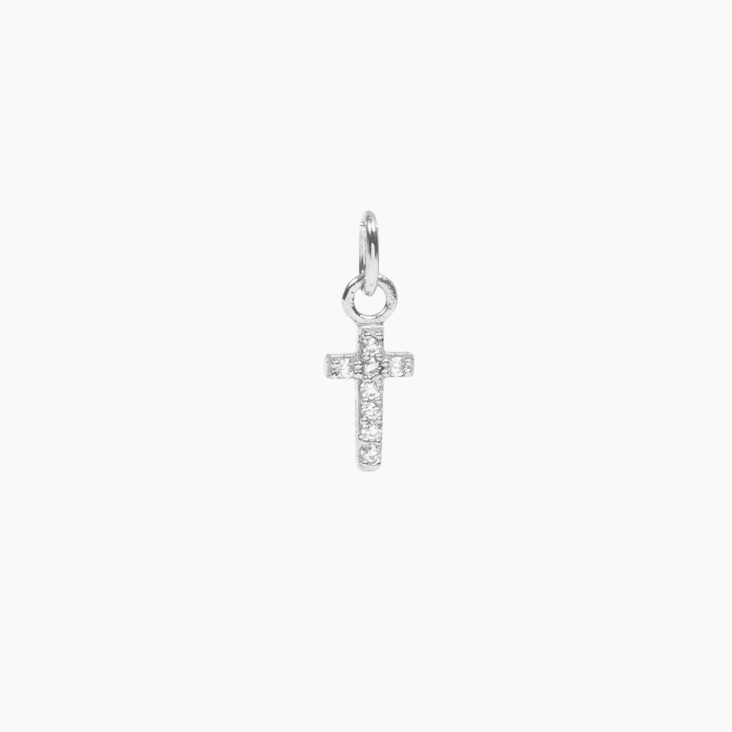 Antique Hammered Cross Charm Pendant (Silver) Pendant Roma Silver Collection Roma Designer Jewelry