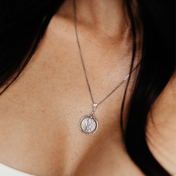 Roman Glass Jewelry Pendants Reversible Replica Widow's Mite Sterling Silver Pendant