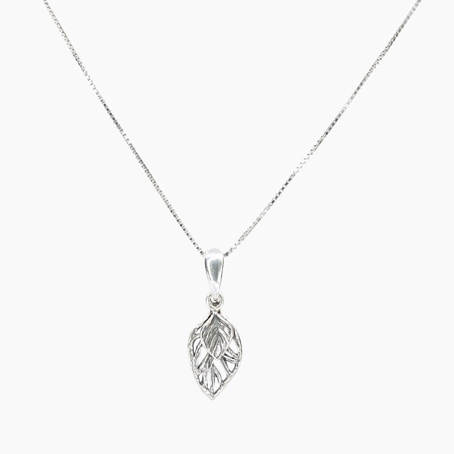 Silver Double Leaf Necklet