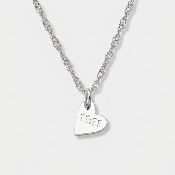 11:11 Angel Number Heart Charm (Silver)