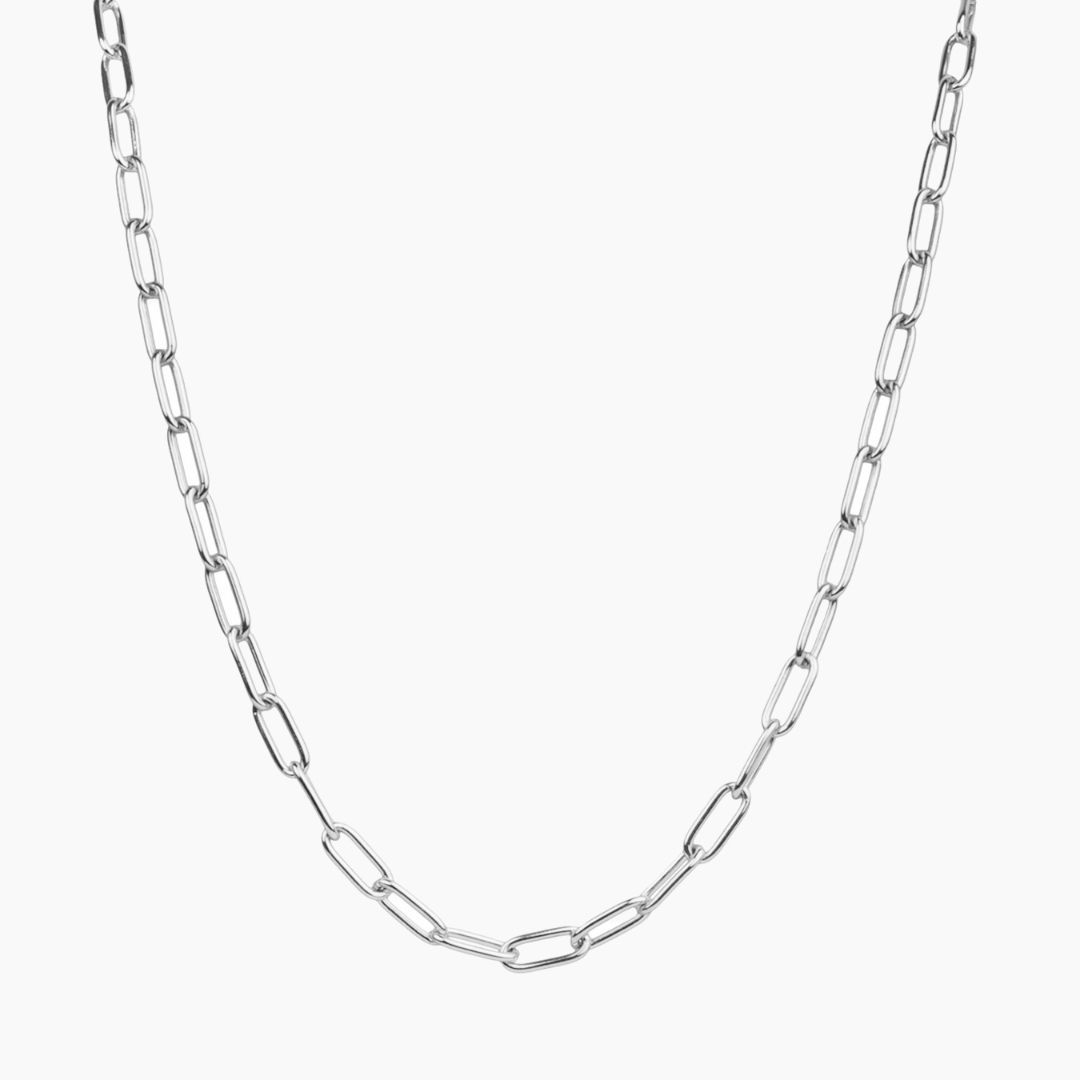 Chunky paperclip necklace silver Clearance