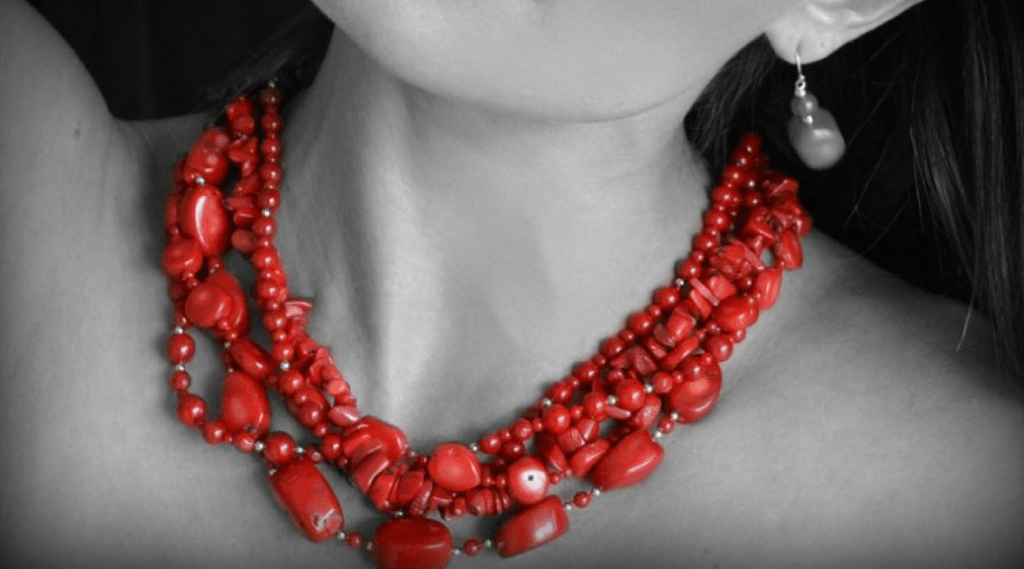 Real red coral shop necklace