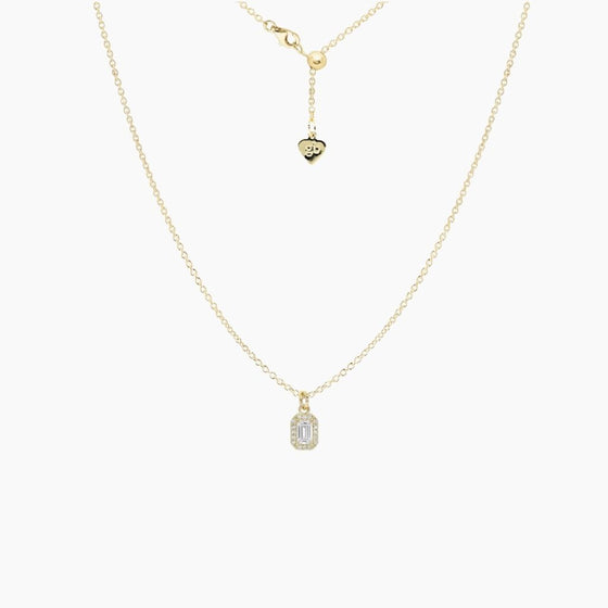 Emerald Cut Crystal Adjustable Necklace (Gold)