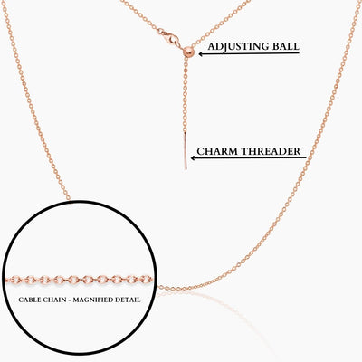 19"Tessa Adjustable Length Charm Threader — Cable Chain (Rose Gold)