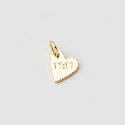 11:11 Angel Number Heart Charm (Gold)