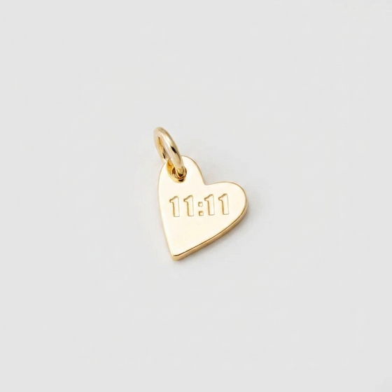 11:11 Angel Number Heart Charm (Gold)