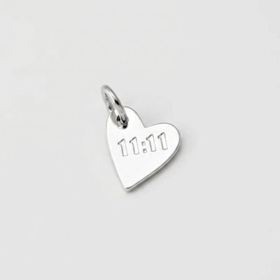 11:11 Angel Number Heart Charm (Silver)