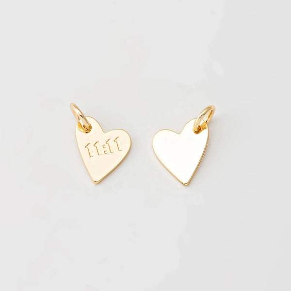 11:11 Angel Number Heart Charm (Gold)