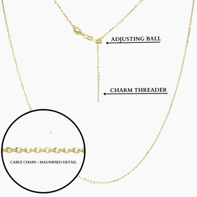23"Tessa Adjustable Length Charm Threader — Cable Chain (Gold)