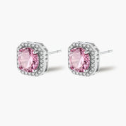 Blush Halo Moissanite Stud Earrings