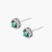 Emerald Spark Halo Studs