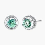 Emerald Spark Halo Studs