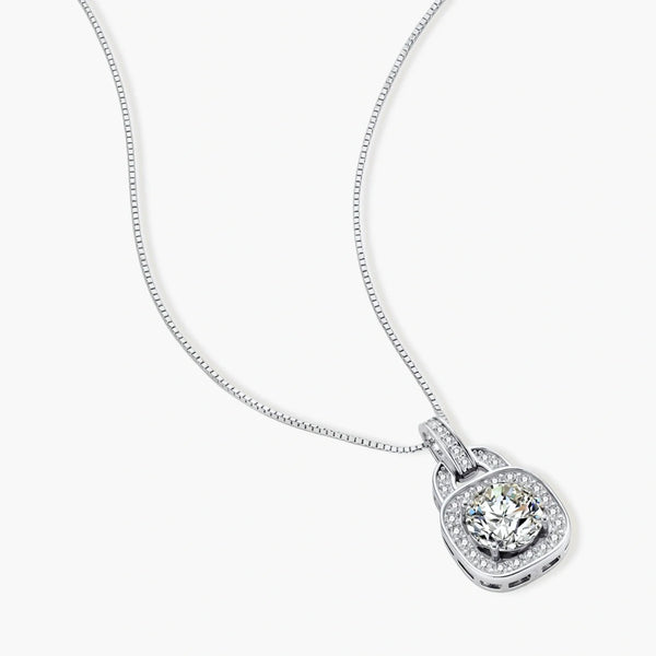 Cushion Halo Moissanite Necklace