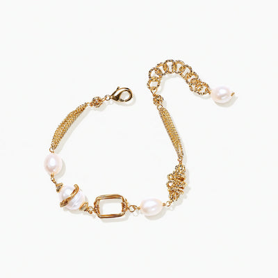 Golden Pearl Chain Bracelet