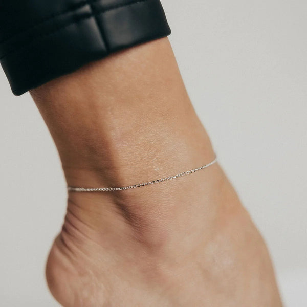 Cassie Cable Adjustable Anklet (Silver)