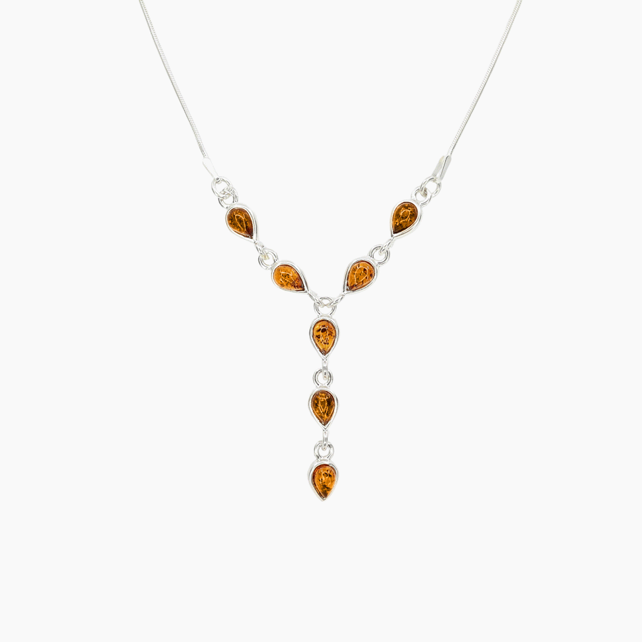 Honey Amber Multi Teardrop Necklace
