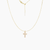 CZ Cross Adjustable Charm Threader Necklace (Gold)