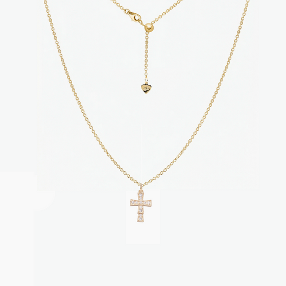 CZ Cross Adjustable Necklace (Gold)