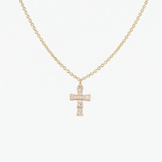 CZ Cross Adjustable Necklace (Gold)