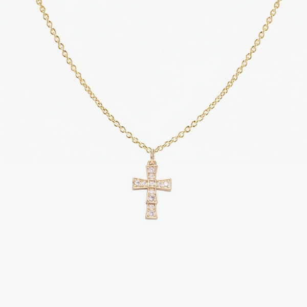 CZ Cross Adjustable Necklace (Gold)