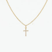 Dainty CZ Cross Adjustable Necklace (Gold)