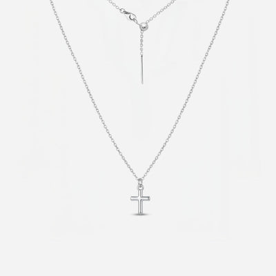 Dainty Cross Adjustable Necklace (Silver)