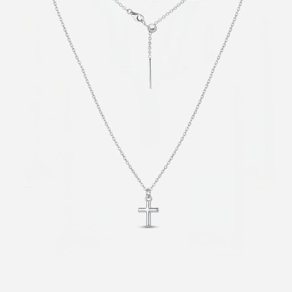 Dainty Cross Adjustable Necklace (Silver)